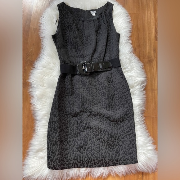 Worthington Black Sleeveless Belted Dress LBD Size 8 - Picture 2 of 9